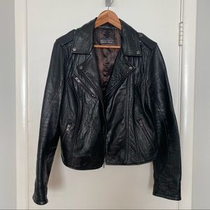 Real leather moto jacket